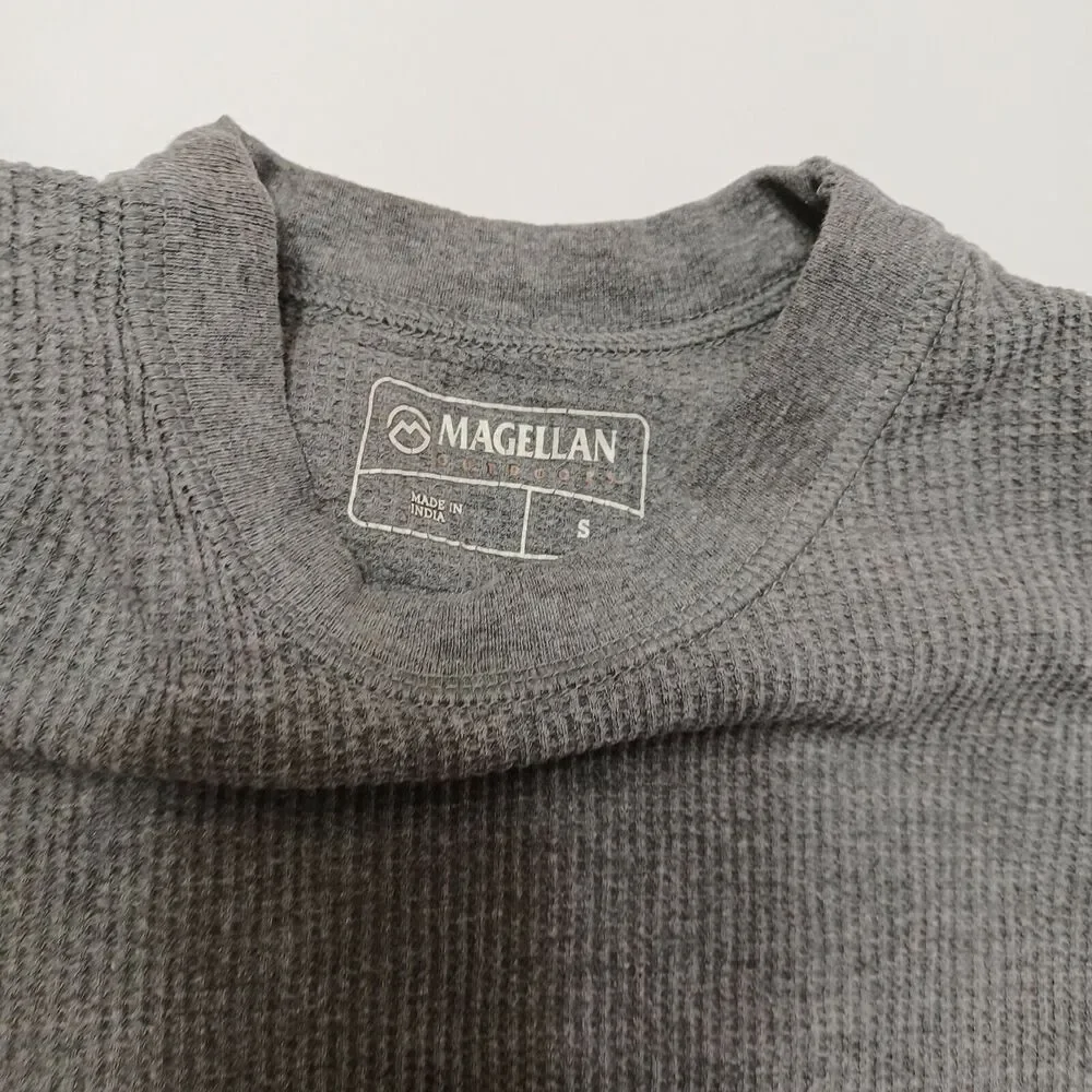 Magellan Boy Youth Small Thermal T-Shirt Gray Waffle Knit Long Sleeve Undershirt